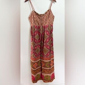 Label Ritu Kumar floral maxi dress boho beaded size SM